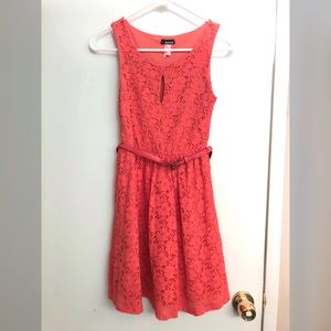 Coral Floral Lace Dress
